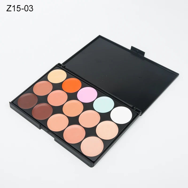 15-Color Concealer & Contour Palette – Professional finish for all skin tones.