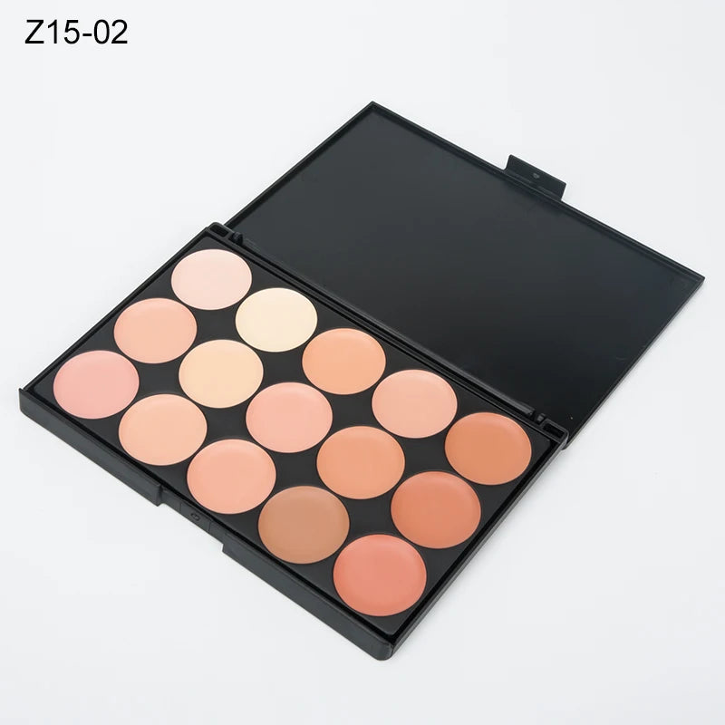15-Color Concealer & Contour Palette – Professional finish for all skin tones.