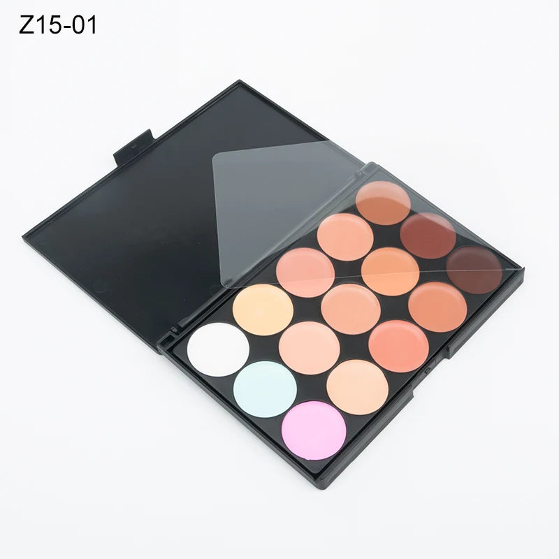 15-Color Concealer & Contour Palette – Professional finish for all skin tones.