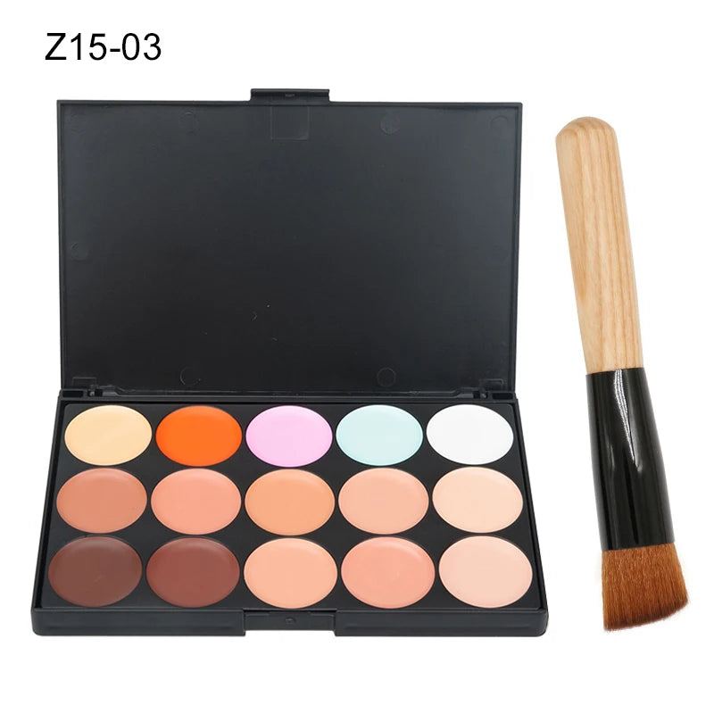 15-Color Concealer & Contour Palette – Professional finish for all skin tones.