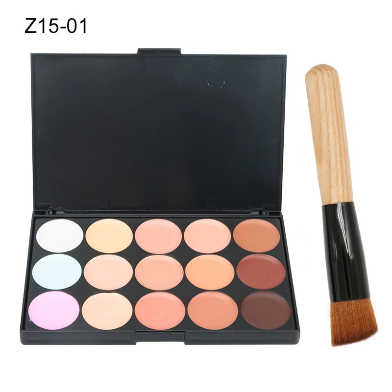 15-Color Concealer & Contour Palette – Professional finish for all skin tones.