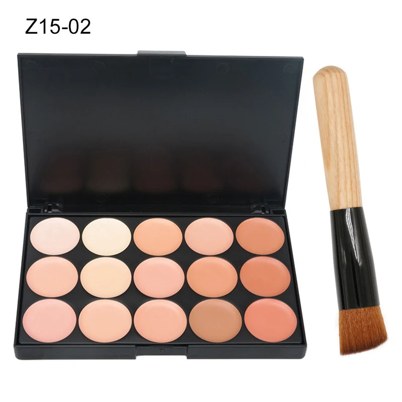 15-Color Concealer & Contour Palette – Professional finish for all skin tones.